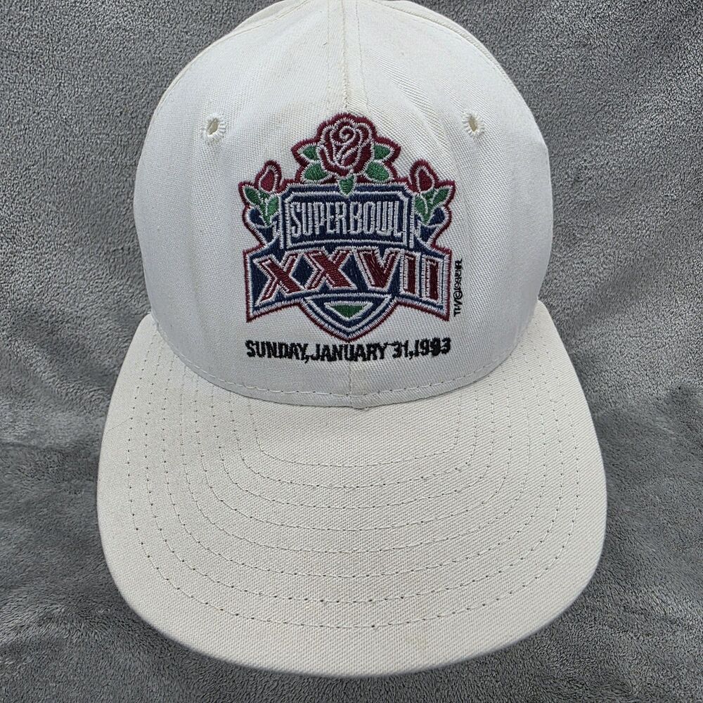 Vintage AJD Team NFL 1993 White Super Bowl XXVII Snapback Hat Embroidered